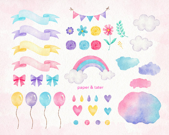 Watercolor Unicorn Clipart Graphics, Magic Pastel Rainbow Unicorn PNG