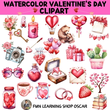 Preview of Watercolor Valentine's Day Clipart | Valentine's Day Cards Clip Art