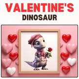 Watercolor Valentine's Day Dinosaur PNG Digital And Printa