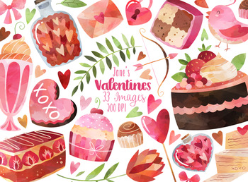 Preview of Watercolor Valentines Day Clipart