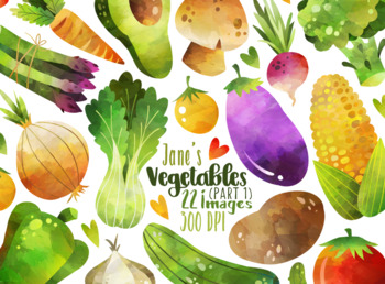 Preview of Watercolor Vegetables Clipart