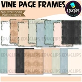 Watercolor/Vine Page Frames & Digital Paper Clip Art Set {