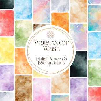 Preview of Watercolor Wash Digital Paper and Backgrounds