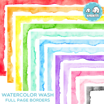 Preview of Watercolor Wash Full Page Border Clipart - Colorful Rainbow Clip Art Frames