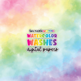 Watercolor Washes Digital Paper Backgrounds Textures Rainb