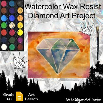 Watercolor Wax Resist Diamond Art Project - Elementary/Middle School Art  Lesson