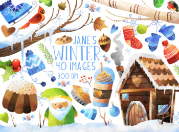 Preview of Watercolor Winter Clipart