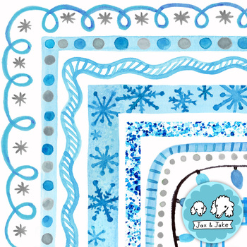 Preview of Winter Clipart Borders - January, Holiday, Snowflake, Christmas Clipart Frames