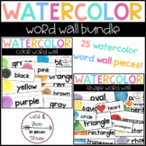 BUNDLE: Watercolor Word Wall Colors and Shapes - 25 Words Total