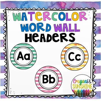 Preview of Watercolor Word Wall Headers ( Large and Small) Classroom Decor