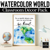Watercolor World Classroom Decor: World Literature, Geogra