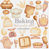 Watercolor baking png, kitchen clipart, bakery clipart, cu