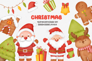 Preview of Watercolor christmas elements clipart.