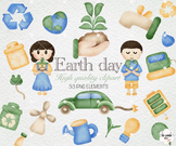 Watercolor earth day Clipart, Earth Cliparts, Environment 