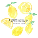 Watercolor fruit lemon clipart
