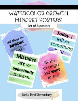 Preview of Watercolor growth mindset posters