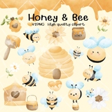 Watercolor honey and bees clipart,honey and bees clipart