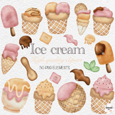 Watercolor ice cream Clipart, summer treats clipart, print