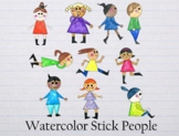 Watercolor kids clipart graphics png hand painted stick pe