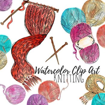 Watercolor Knitting Clipart
