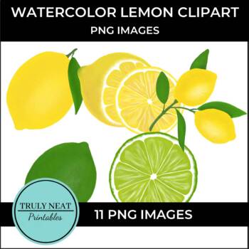 Watercolor lemon clipart for commercial use by Truly Neat Printables