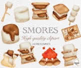 Watercolor s’mores Clipart, marshmallow clipart, s’mores f