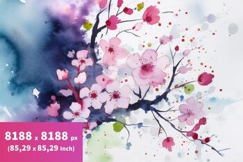 Preview of Watercolor sakura illustration digital paper