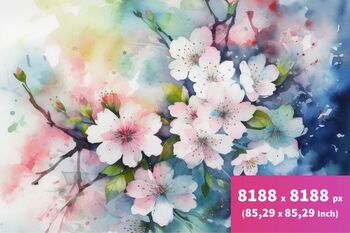 Preview of Watercolor sakura illustration digital paper