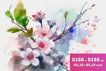 Preview of Watercolor sakura illustration digital paper