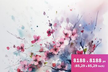 Preview of Watercolor sakura illustration digital paper