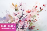 Watercolor sakura illustration digital paper