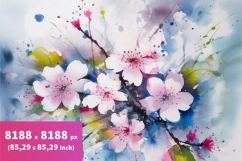 Preview of Watercolor sakura illustration pattern, sakura digital paper