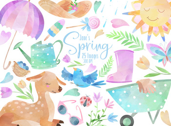 Preview of Watercolor spring Clipart
