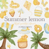 Watercolor summer lemon Clipart, seasonal clipart, fruit c