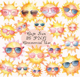 Watercolor sun clipart PNG, cute sun clip art, happy sun, 