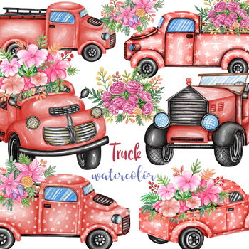 Preview of Watercolor truck clipart