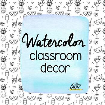 Preview of Watercolor watermelon classroom decor and theme
