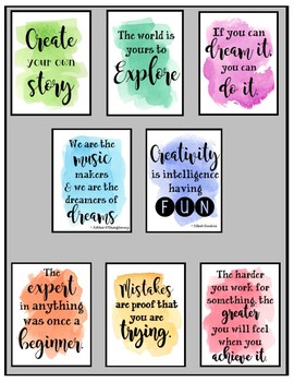 Watercolor Motivational Quotes Classroom Posters by Mrs O Knows | TpT