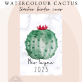 Watercolour Cactus Teacher Planner Cover 2023 | EDITABLE |