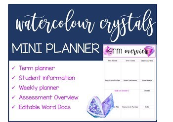 Preview of Mini Planner Binder Watercolour Crystals