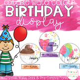 Watercolour Editable Birthday Display - NSW fonts