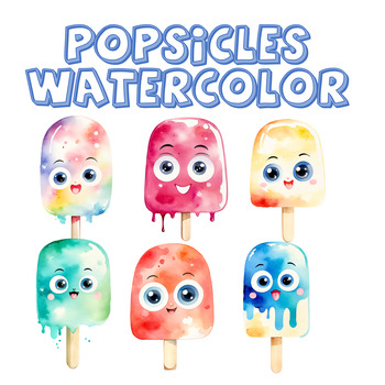 Preview of Watercolour Popsicles Template for Art Project Bulletin Boards -Class Decoration