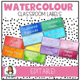 Watercolour Rainbow Classroom Organization & Desk Name Tag
