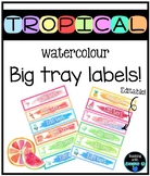 Tropical watercolour themed big tray labels