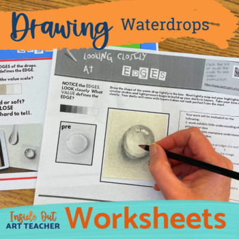 Preview of Waterdrop Drawing & Shading Worksheet or Sub Plan Middle or High School Art