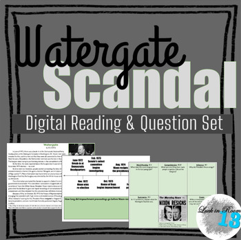 Preview of Watergate DIGITAL Reading & Question Set with Timeline