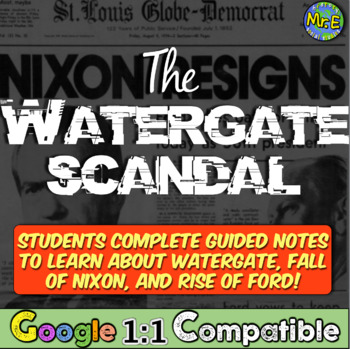 Preview of Watergate Scandal Guided Notes and PowerPoint | Watergate, Nixon, Gerald Ford