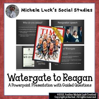 Preview of Watergate to Reagan Ppt w/ Guided Questions & Controversial Topics