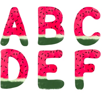 Preview of Watermelon Alphabet Clipart - Personal Use