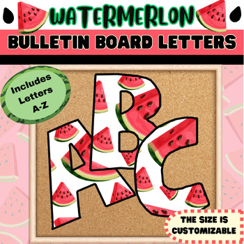 Preview of Watermelon Bulletin Board Letters (Customize The Size)
